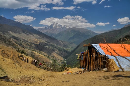 Picturesque old hut in Dolpo region in Nepal