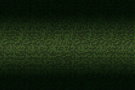 green binary data technology background, with horizontal glowing light 