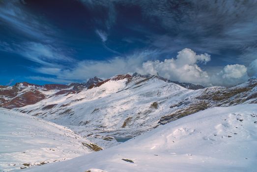 Picturesque view of high altitude south american Andes in Peru, Ausangate