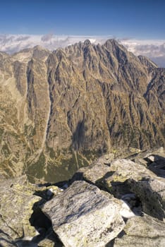 Majestic peaks of High Tatras in Slovakia from Slavkovsky Stit