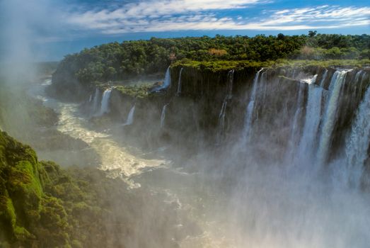 Scenic view of Iguazu waterfalls in Argentina              