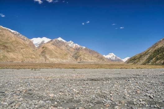 Scenic mountain peaks in Kyrgyzstan near Engilchek glacier