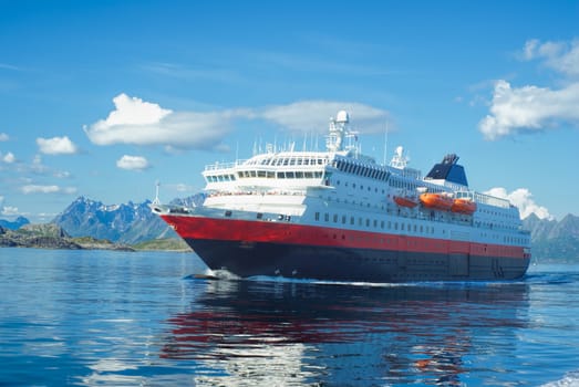 Huge passanger ship on norwegian coast                 