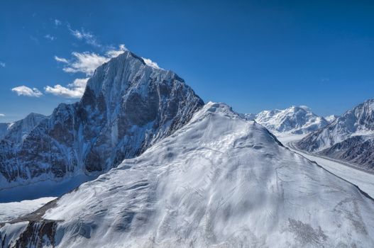 Magnificent mountain peak in Pamir mountains in Tajikistan