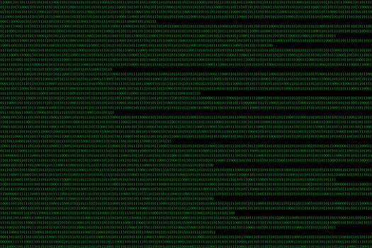 green binary computer code on black background