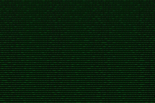 green binary computer code on black background