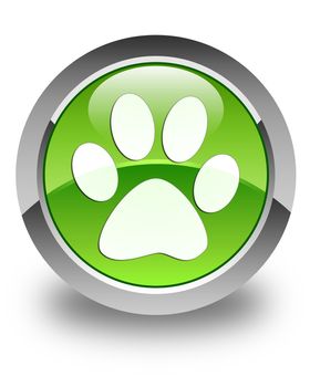 Animal footprint icon on glossy green round button
