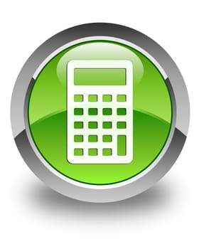 Calculator icon on glossy green round button