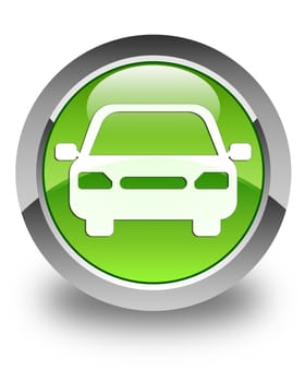 Car icon on glossy green round button