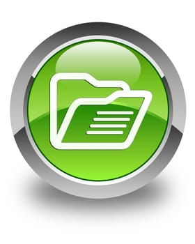 Folder icon on glossy green round button