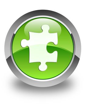 Puzzle icon on glossy green round button