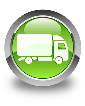 Truck icon on glossy green round button