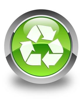 Recycle icon on glossy green round button