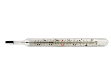 mercury thermometer isolated on white background, studio shot