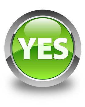 Yes on glossy green round button