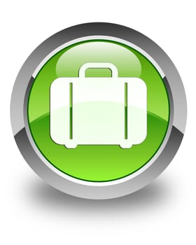 Bag icon on glossy green round button