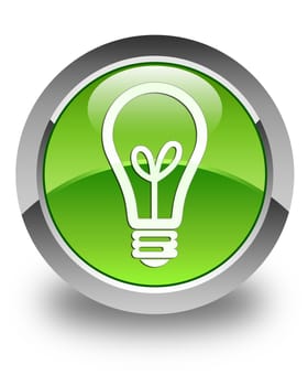 Light bulb icon on glossy green round button