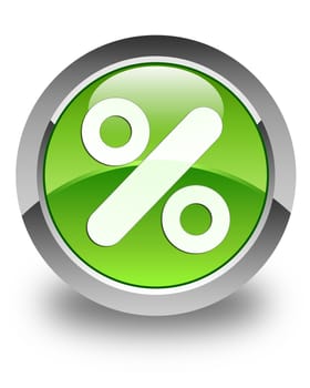 Discount icon on glossy green round button