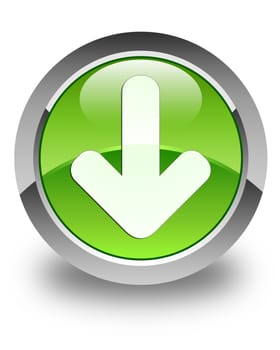 Download icon on glossy green round button