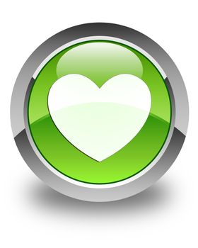 Heart icon on glossy green round button