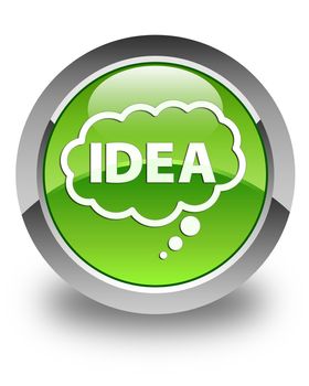 Idea talk bubble icon on glossy green round button