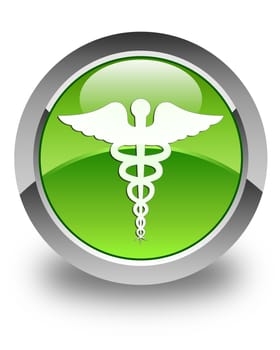 Medical icon on glossy green round button