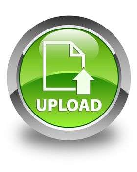 Upload (document icon) on glossy green round button