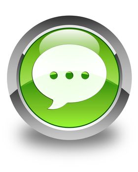 Conversation icon glossy green round button