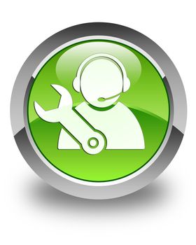 Tech support icon glossy green round button