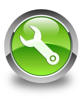 Wrench icon glossy green round button