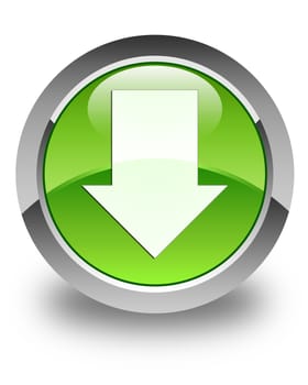 Download arrow icon glossy green round button