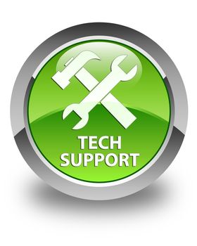 Tech support glossy green round button