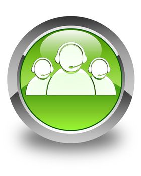 Customer care team icon glossy green round button