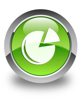 Graph icon glossy green round button