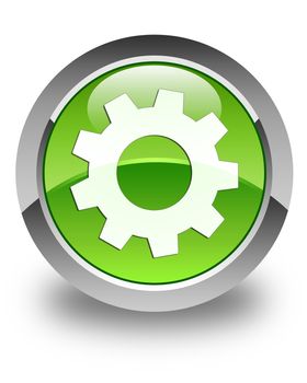 Process icon glossy green round button