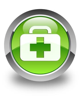 Medical bag icon glossy green round button