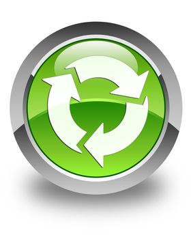 Refresh icon glossy green round button