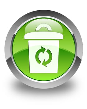Trash icon glossy green round button