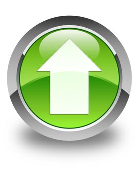 Upload arrow icon glossy green round button