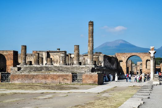 POMPEII - NOVEMBER 2: Roman archeologic ruins of the lost city of Pompeii, destroyed by the Vesuvius eruption on November 2, 2014 in Pompeii, Italy