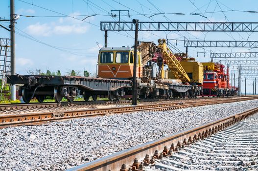 Train with special track equipment at repairs 