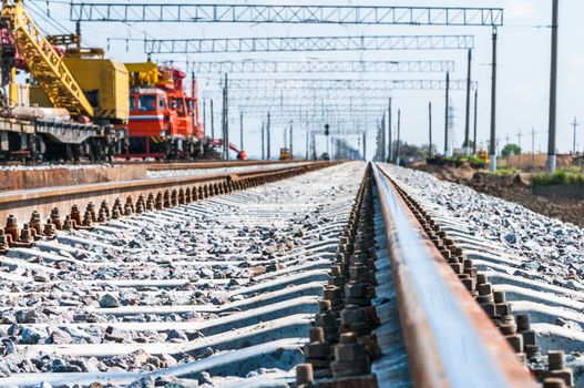 Train with special track equipment at repairs 