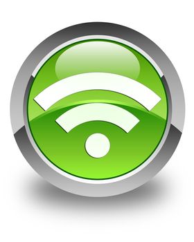 Wifi icon glossy green round button