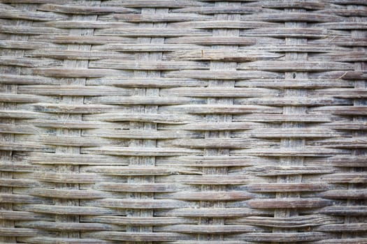 Close up detail view of a wicker basket weave with natural materials and stain fungi, vignette