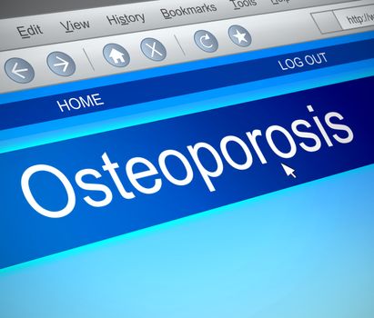Illustration depicting a computer screen capture with an osteoporosis concept.
