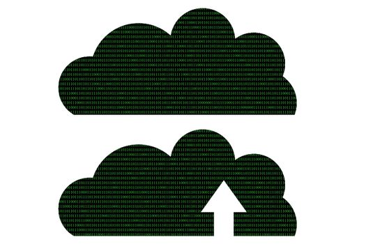 Cloud made with green binary code concept.