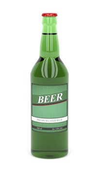 Beer bottle on white background