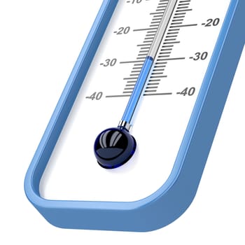 Close-up of mercury thermometer showing -30 degrees