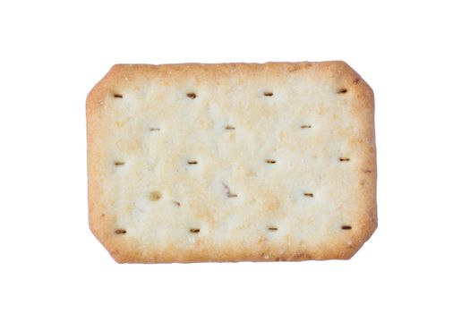 Saltine soda cracker isolated on white background.