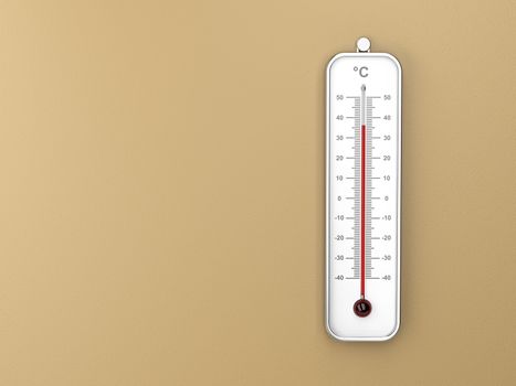 Thermometer attached on brown wall